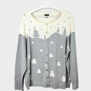 Talbots Cashmere Blend Winter Scene Cardigan
